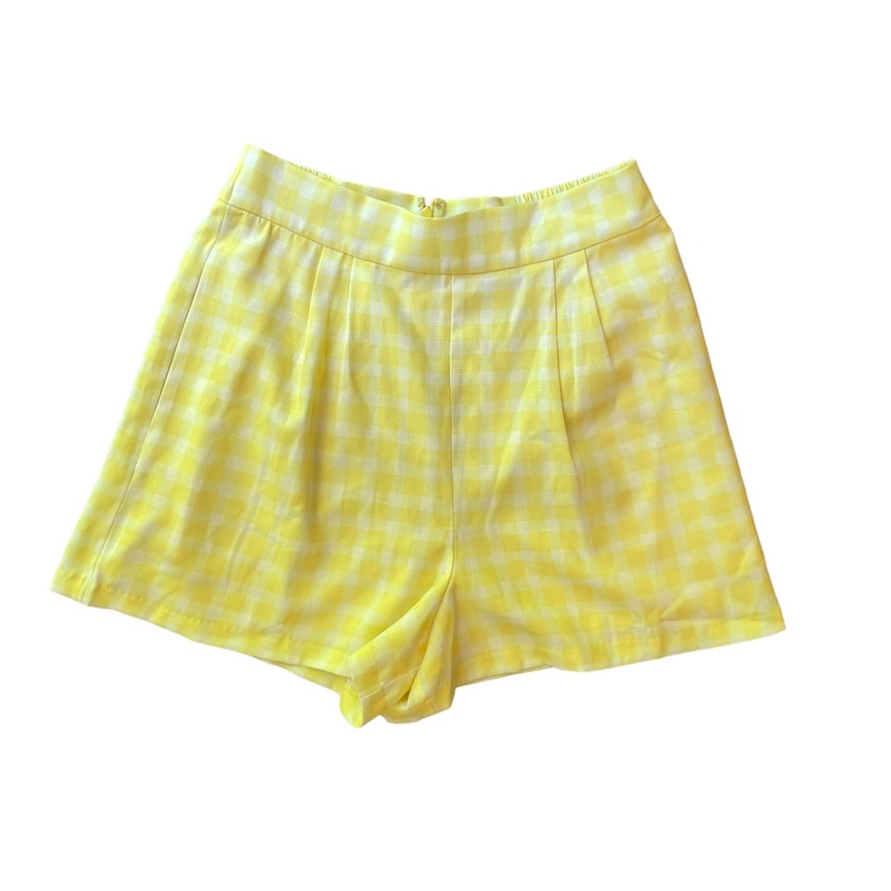ANTHROPOLOGIE Hutch Pleated Gingham Plaid Yellow Shorts New With Tags - Picture 4 of 16